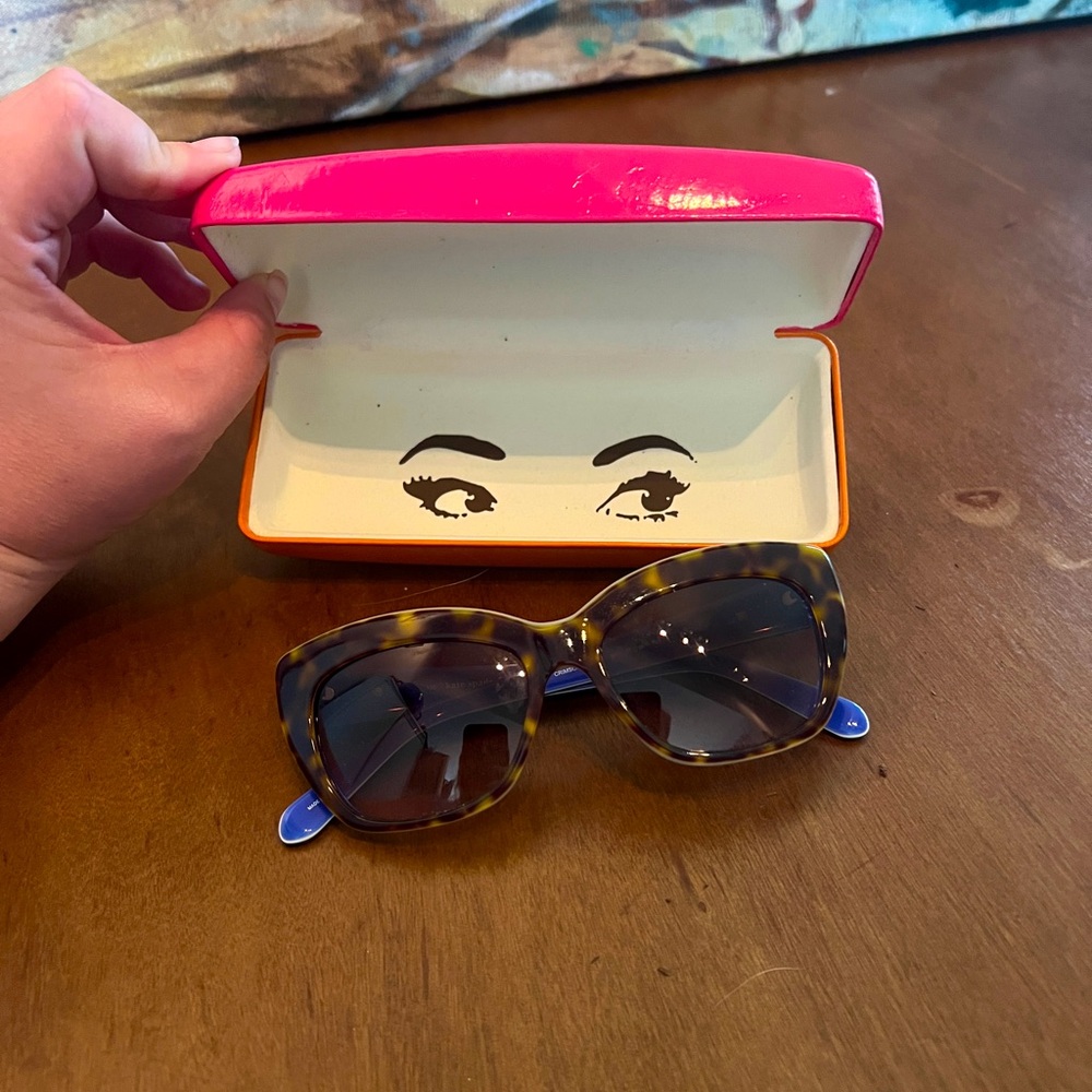 Kate Spade Sunglasses and Case - genuine. Hello Sunshine. Blue and brown.